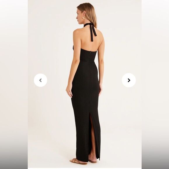 Rumer Sorrento maxi dress Black cut out Halter strappy gown Revolve L - Picture 2 of 14